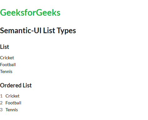 语义 UI 列表类型