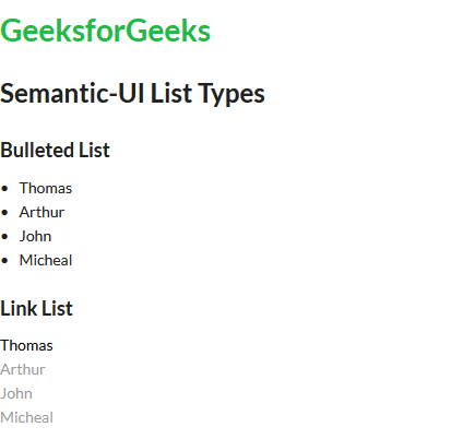 语义 UI 列表类型