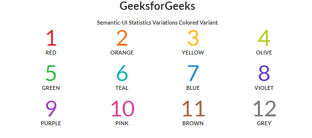 语义 UI 统计变化有色变体