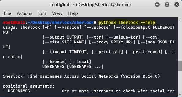 Sherlock - 在社交媒体上搜索用户名 Kali Linux 工具