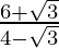 \frac{6+\sqrt3}{4-\sqrt3}