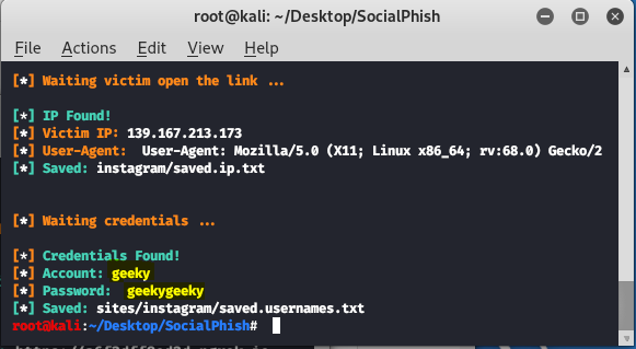 Socialphish - Kali Linux 中的网络钓鱼工具。