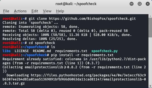 spoofcheck -kali linux 中的域欺骗检查器