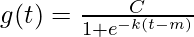 g(t)=\frac{C}{1+e^{-k(t-m)}}