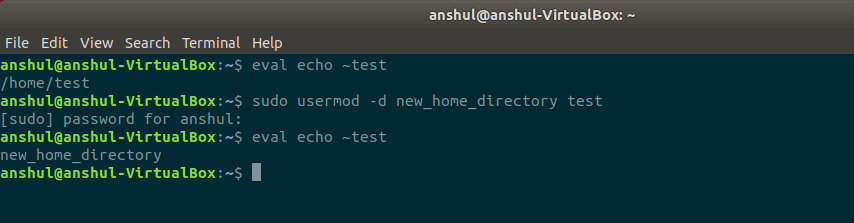 在 linux 中为用户更改主目录