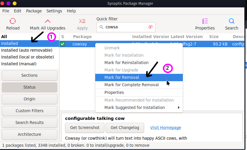 在 Synaptic Package Manager 中安装