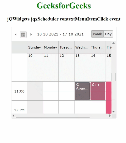 jQWidgets jqxScheduler contextMenuItemClick 事件