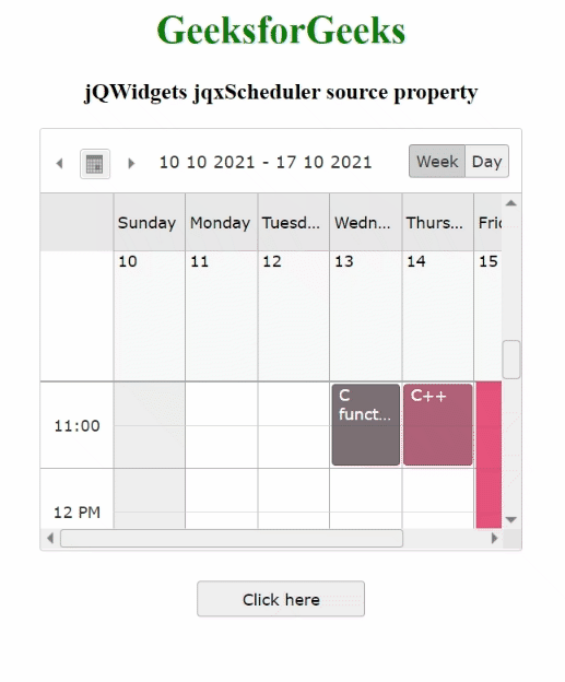jQWidgets jqxScheduler source 属性
