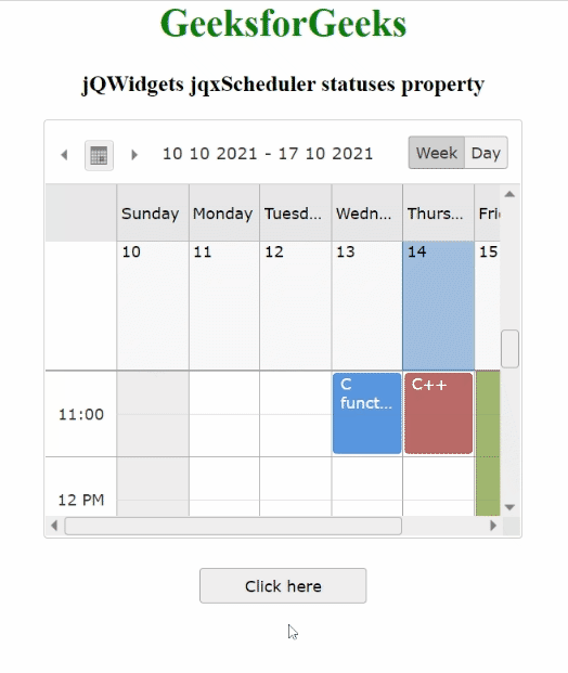 jQWidgets jqxScheduler statuses 属性