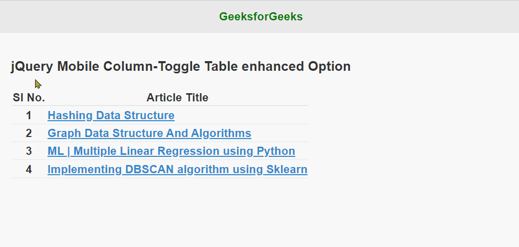 jQuery Mobile Column-Toggle Table 增强选项