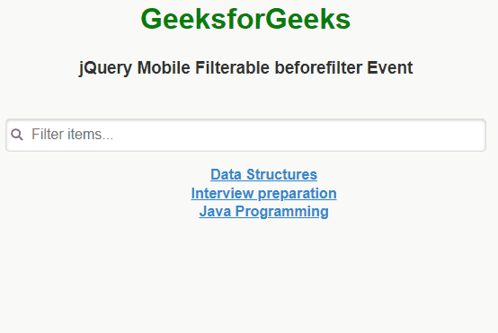 jQuery Mobile Filterable beforefilter 事件