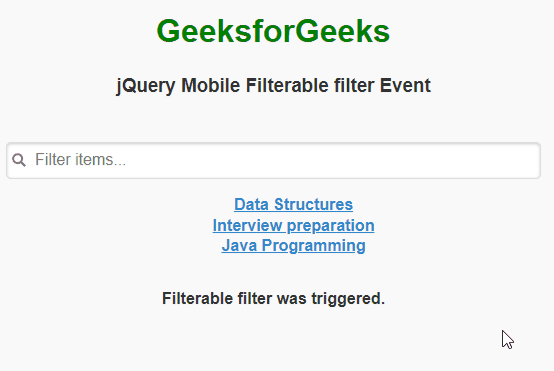 jQuery Mobile 可过滤过滤器事件