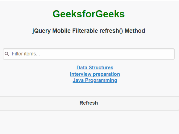 jQuery Mobile 可过滤的 refresh() 方法