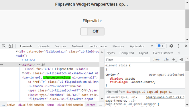 jQuery Mobile Flipswitch wrapperClass 选项