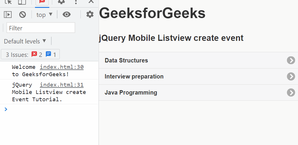 jQuery Mobile Listview 创建事件