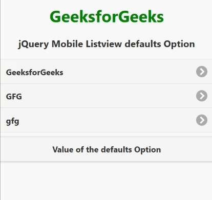 jQuery Mobile Listview 默认选项