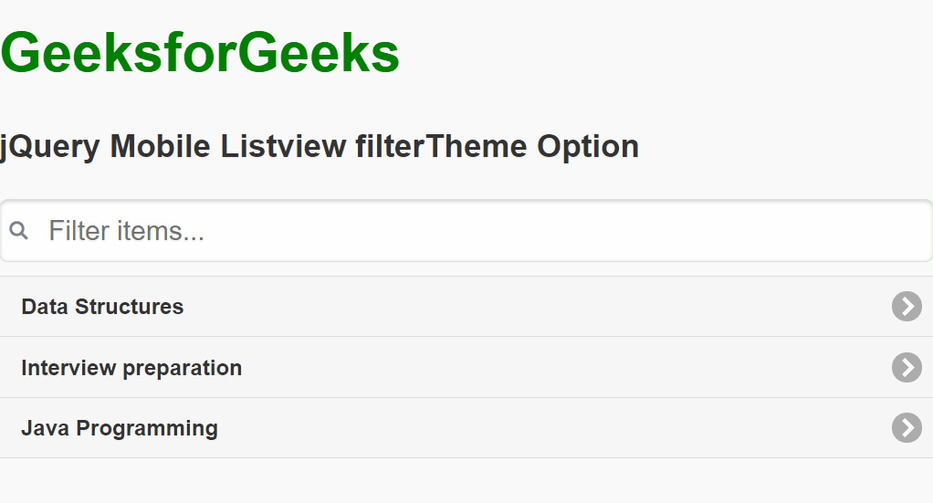 jQuery Mobile Listview filterTheme 选项