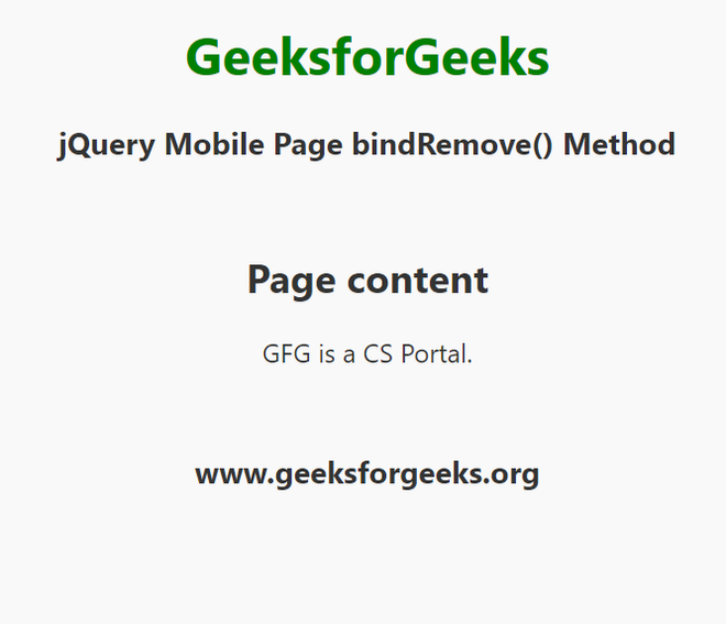 jQuery Mobile 页面 bindRemove() 方法