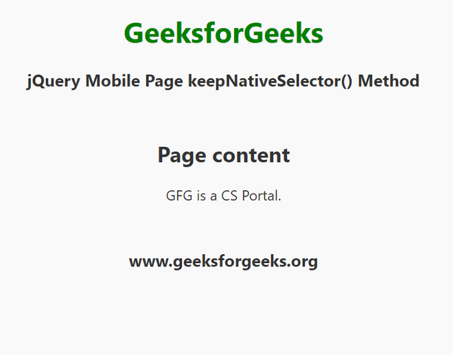 jQuery Mobile 页面 keepNativeSelector() 方法