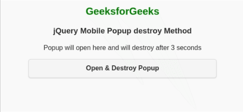 jQuery Mobile 弹出框 destroy() 方法