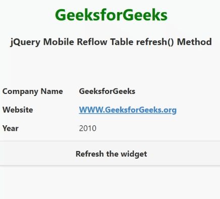 jQuery Mobile Reflow refresh() 方法