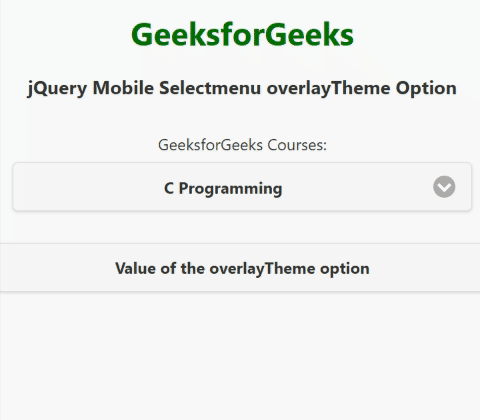 jQuery Mobile 选择菜单覆盖主题选项