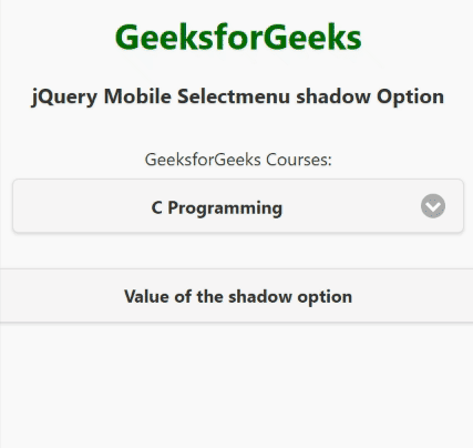 jQuery Mobile 选择菜单 shadowOption