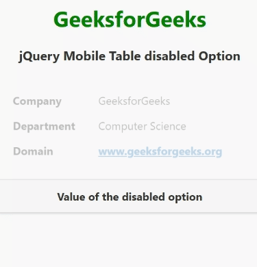 jQuery Mobile 表禁用选项