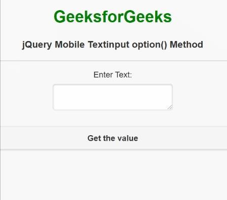 jQuery Mobile Textinput option() 方法