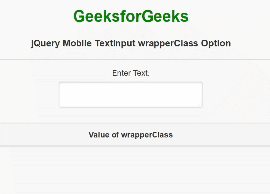 jQuery Mobile Textinput wrapperClass 选项