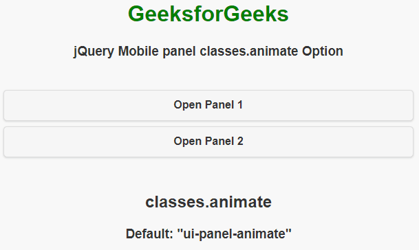 jQuery Mobile 面板 classes.animate 选项