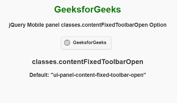 jQuery Mobile 面板 classes.contentFixedToolbarOpen 选项