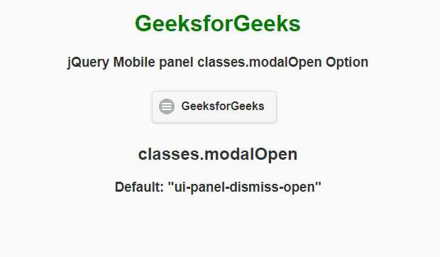 jQuery Mobile 面板 classes.modalOpen 选项