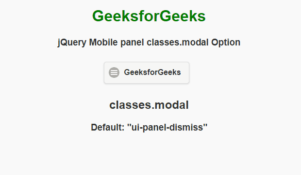 jQuery Mobile 面板 classes.modal 选项