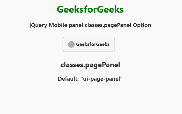 jQuery Mobile 面板 classes.pagePanel 选项
