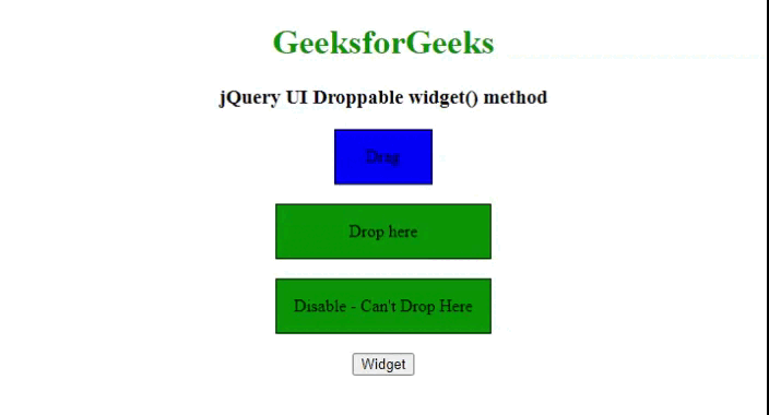 jQuery UI Droppable widget() 方法