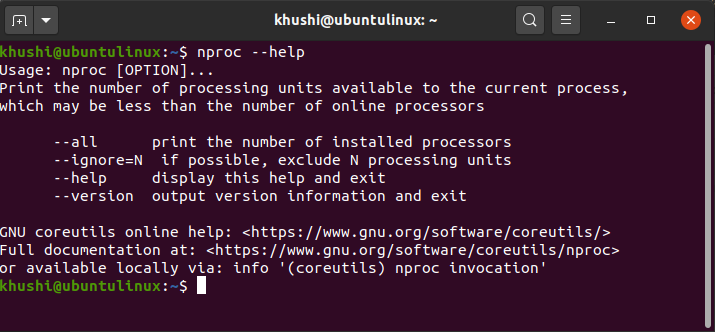 nproc-帮助