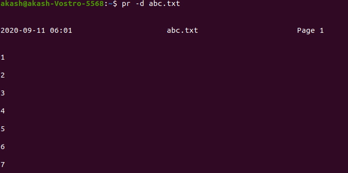 linux中的pr命令