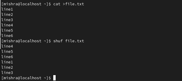 Linux 中的文件 shuf